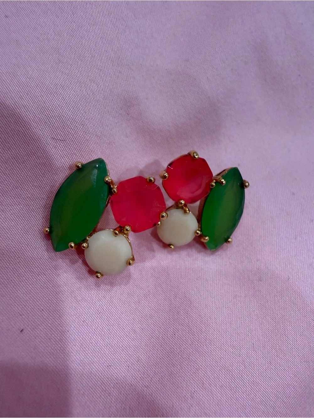 Kate Spade Neon Cluster Stud Earrings Green Pink White